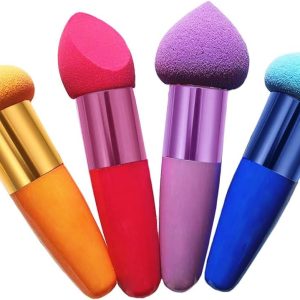 4Pcs Makeup Sponge Set Cosmetic Blender Puff Latex Face Beauty Makeup Brush Mushroom with Handle