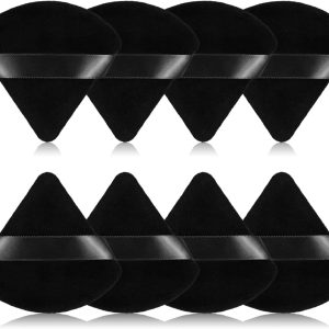 8Pcs of Triangular Powder Puff Makeup Sponges, Made of Super-soft Velvet, Designed for Contouring, Eye, and Corner, Beauty Blender Foundation Mixing Container.(Black)