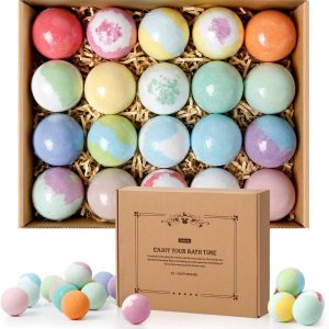 Bath Bombs Set, 20 pcs Natural Shea Butter & Safe Oil Bath Bomb for Skin Moisturizing, Handmade Bubble Bath & Fizzy, Ideal Presents for Women
